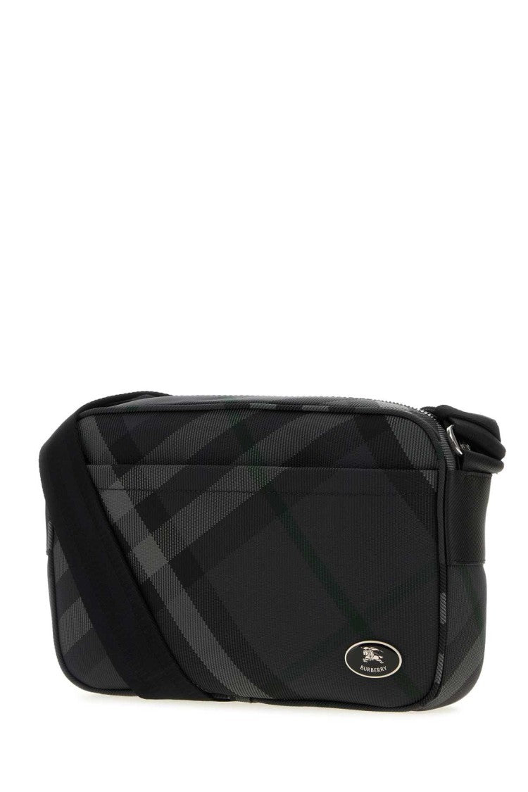 Burberry Embroidered Canvas Grid Crossbody Bag
