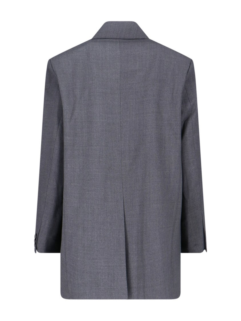 Low Classic Single-Breasted Wool Blazer – Grey
