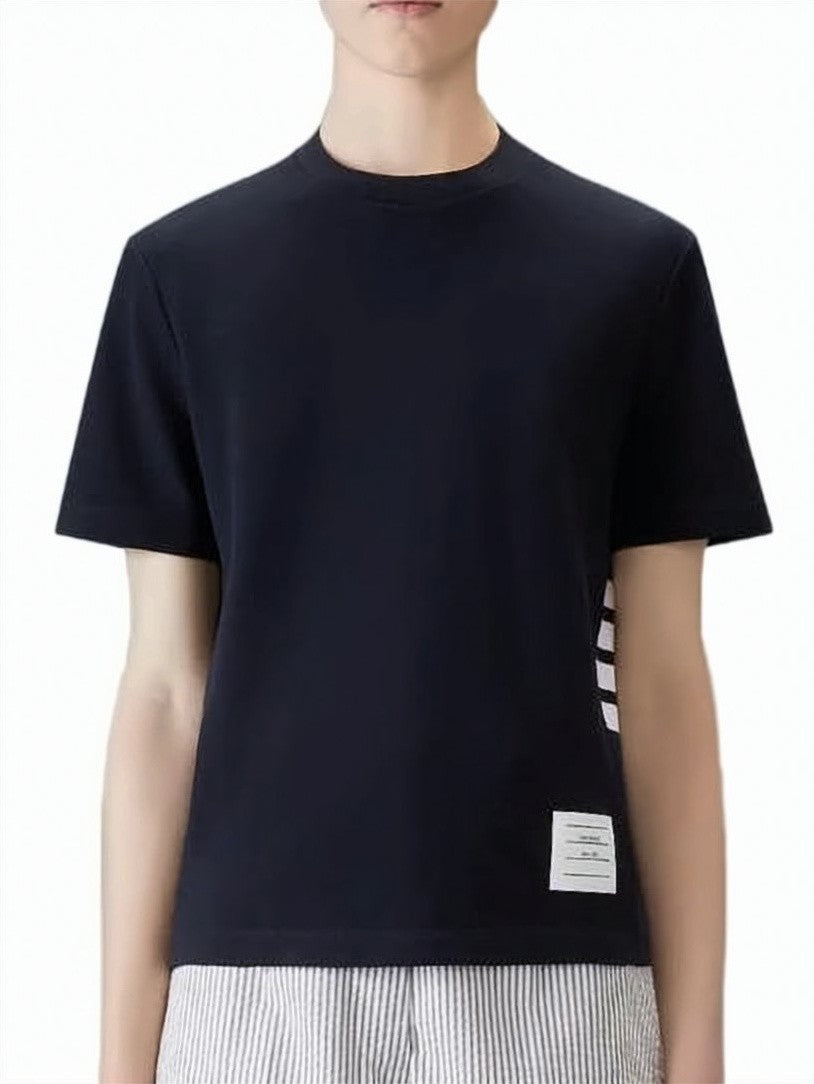 Thom Browne Classic Black Cotton Piqué T-Shirt