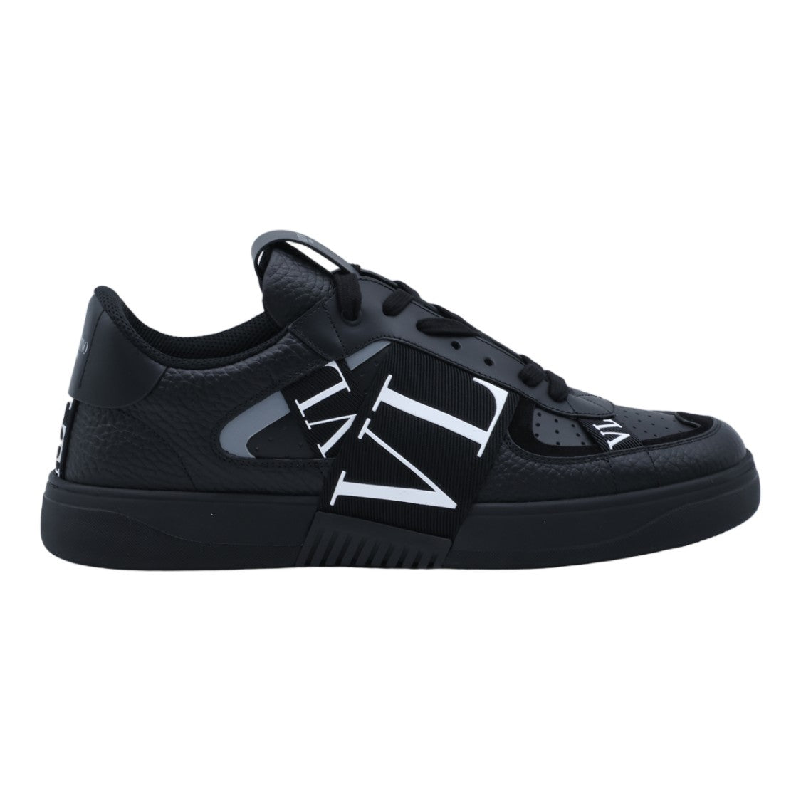Valentino Garavani Textured Leather Sneakers With Bold Strap