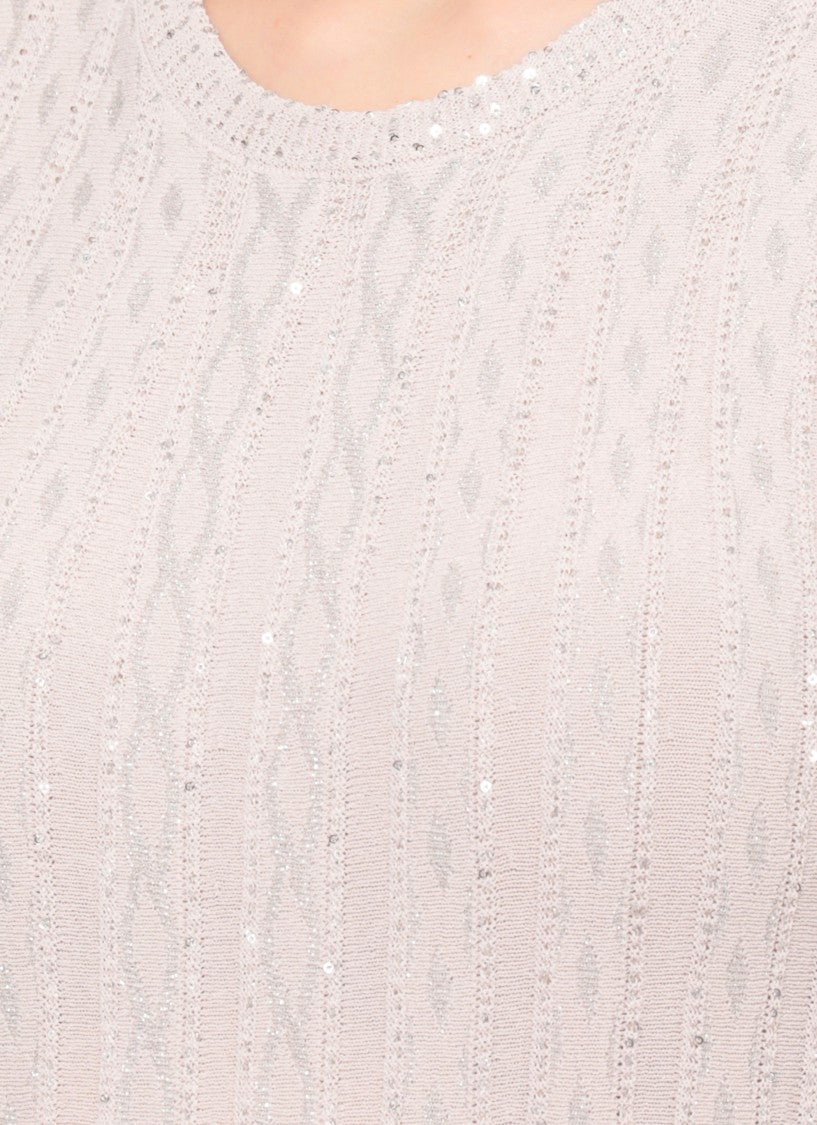 D. Exterior Pink Viscose Dress With All-Over Sequin Details