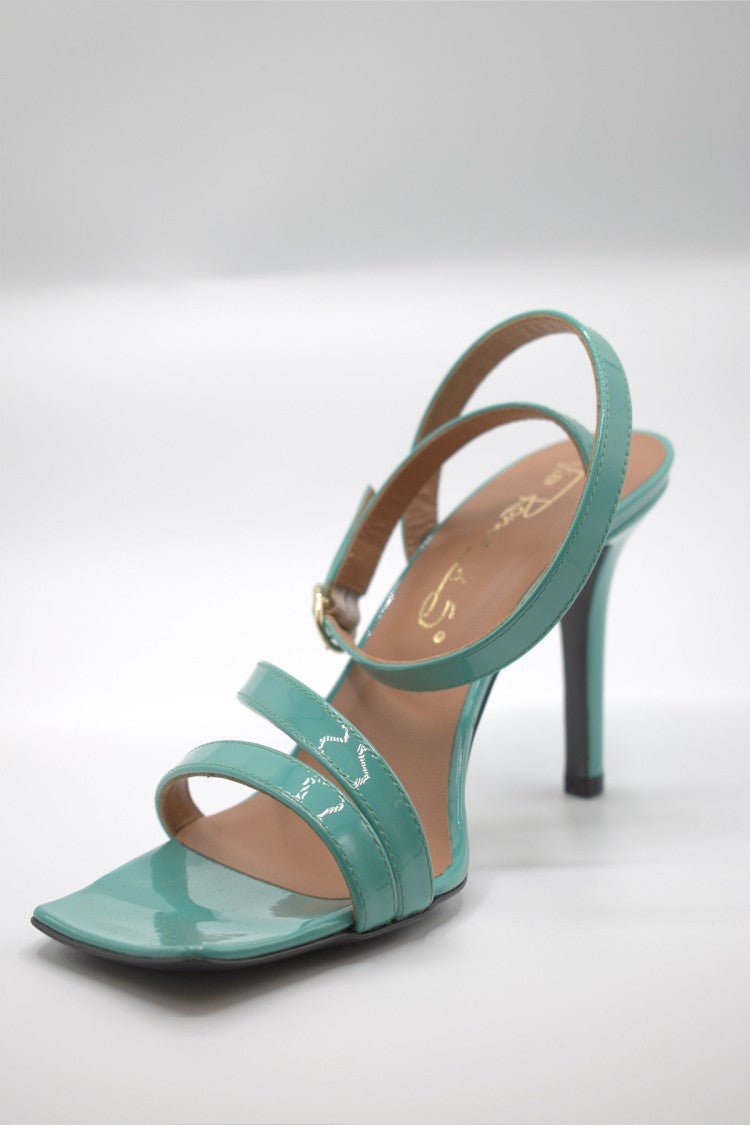 Via Roma 15 Teal Leather Sandals