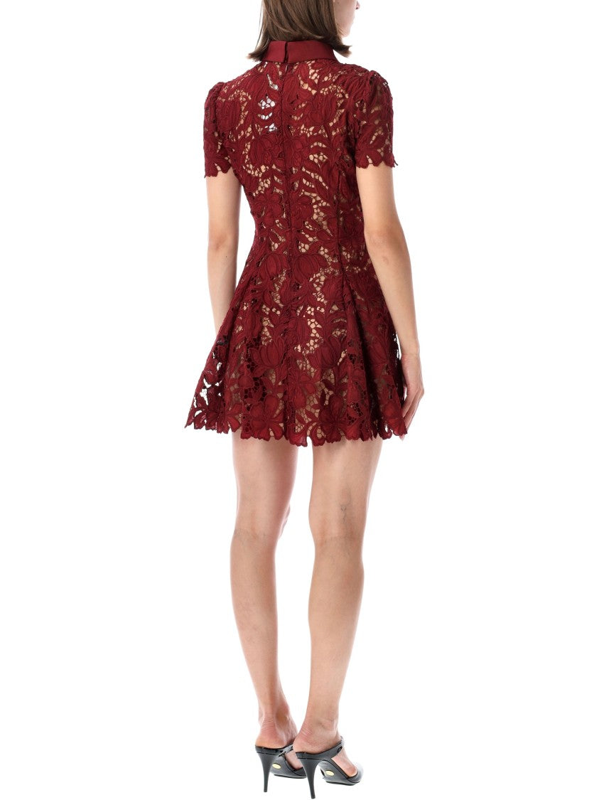 Self-Portrait Red Lace Mini Dress