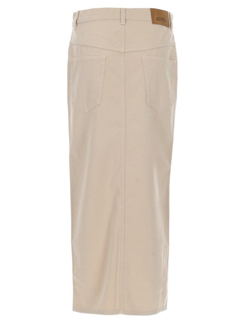 Isabel Marant Knee-Length Silk-Blend Skirt With Front Slit And Classic Five-Pocket Design