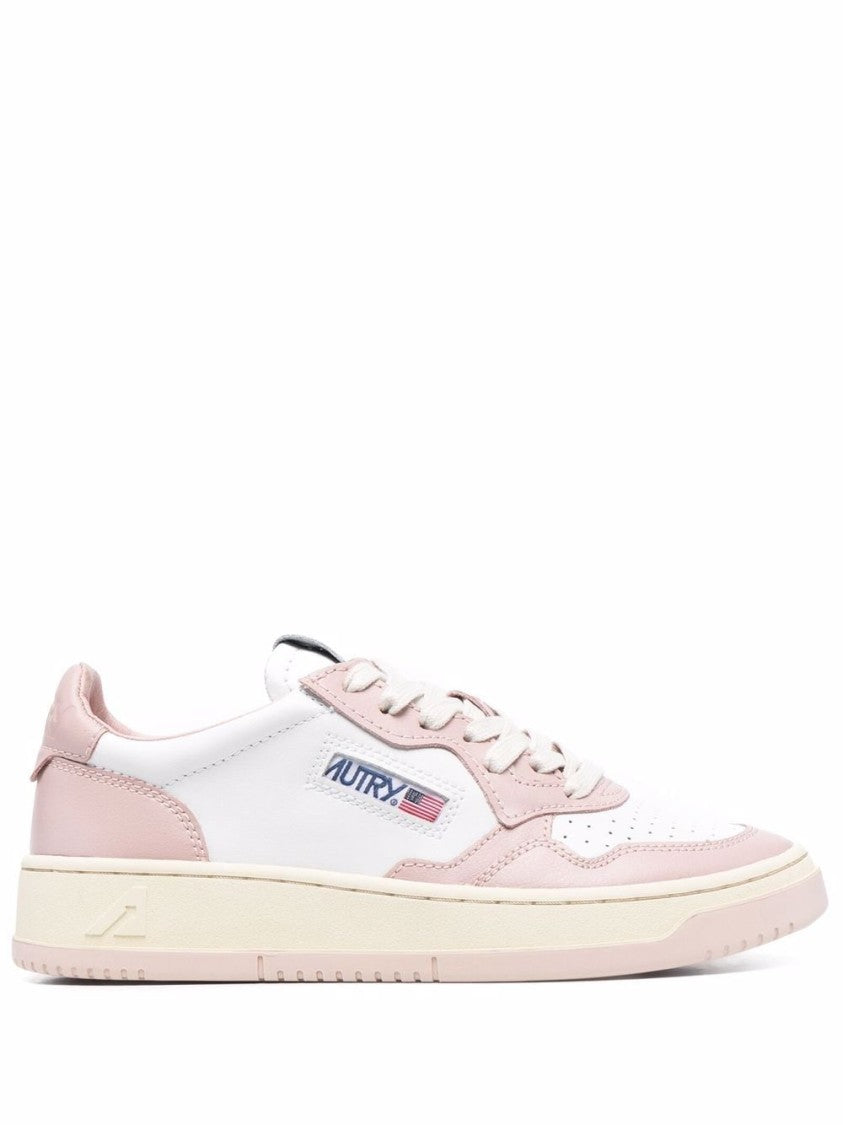 Autry Light Pink And White Leather Low-Top Sneakers