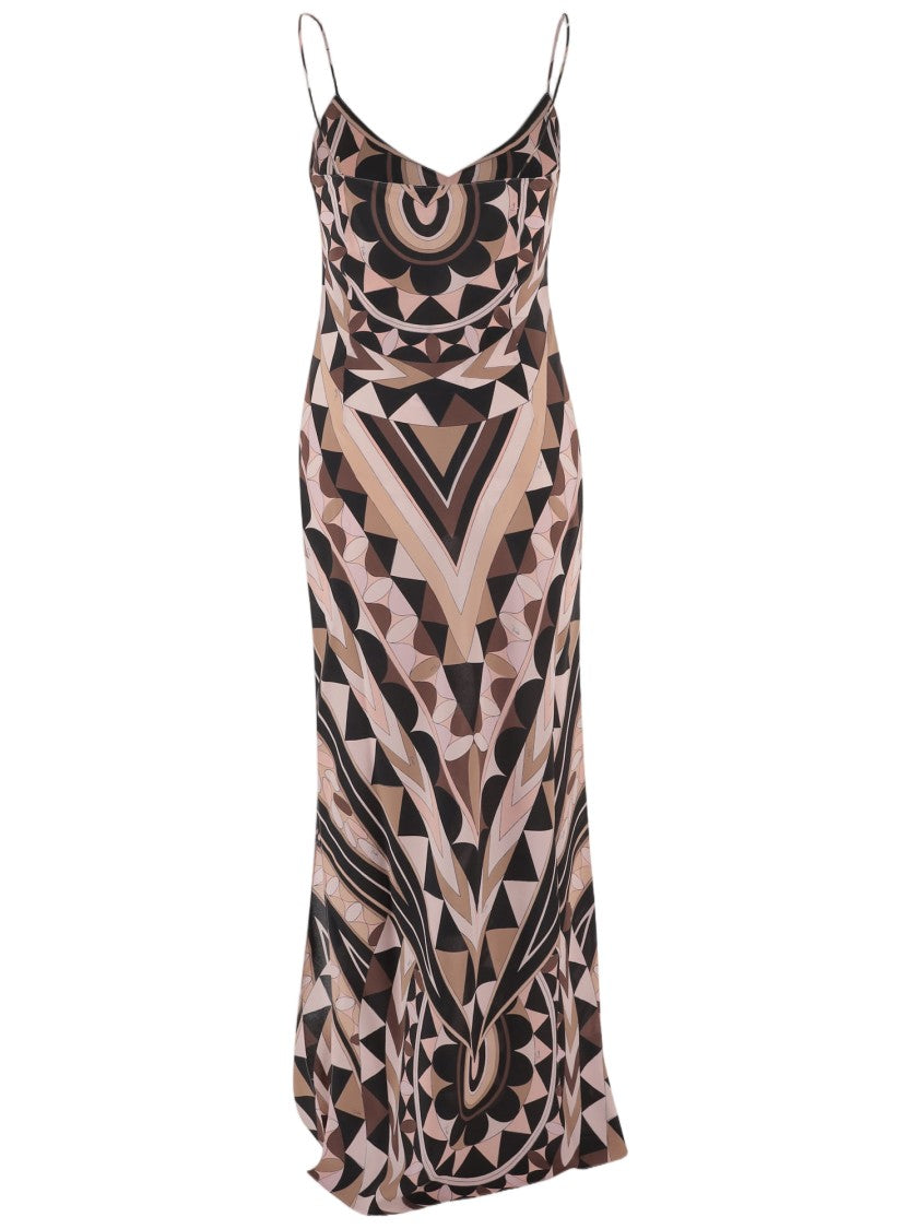 Emilio Pucci Silk Maxi Dress With Geometric Patterns