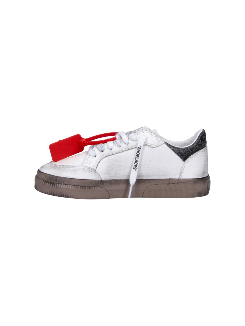 Off-White White Vulcanized Low Distressed Leather Sneakers