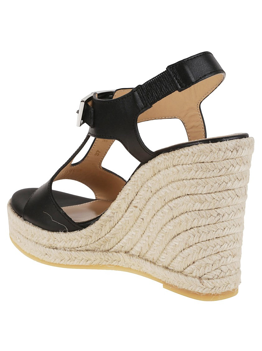 Sergio Rossi Sr Nora Sandals With Distinctive Buckle And Rope Wedge
