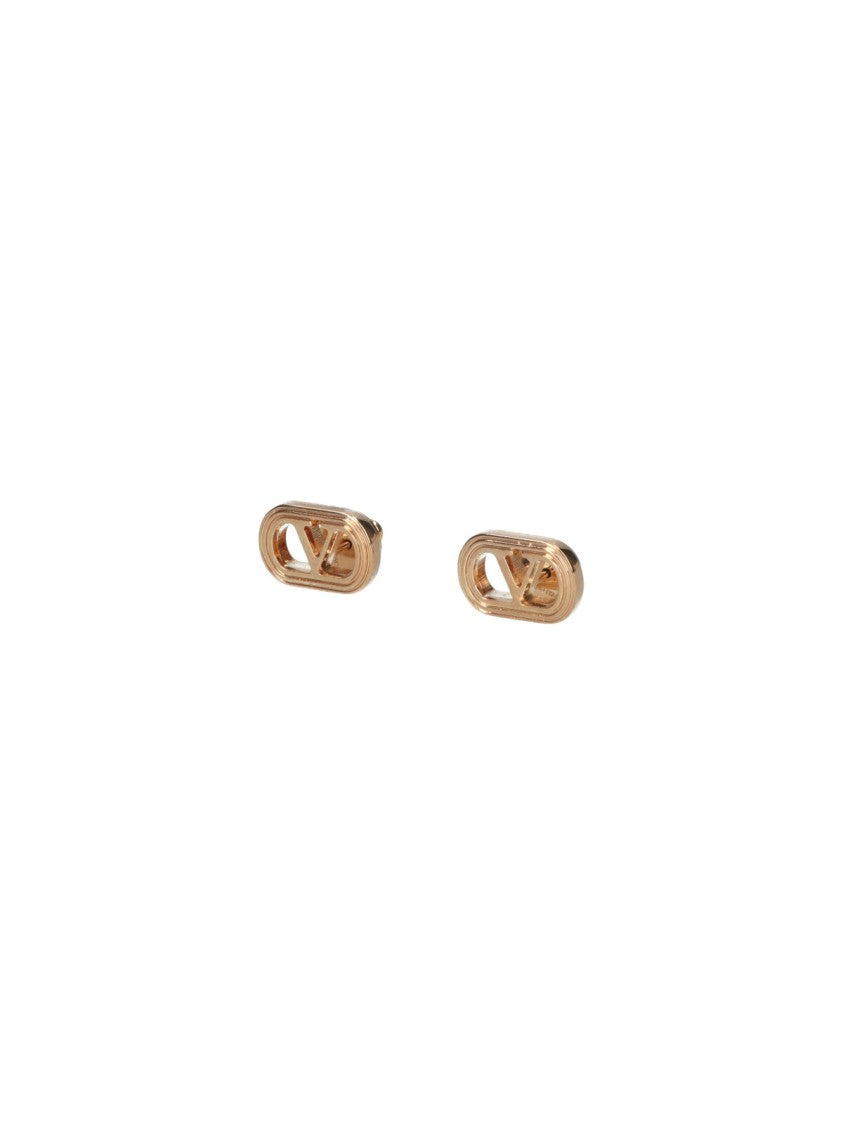 Valentino Garavani Gold-Tone Brass Oval Stud Earrings