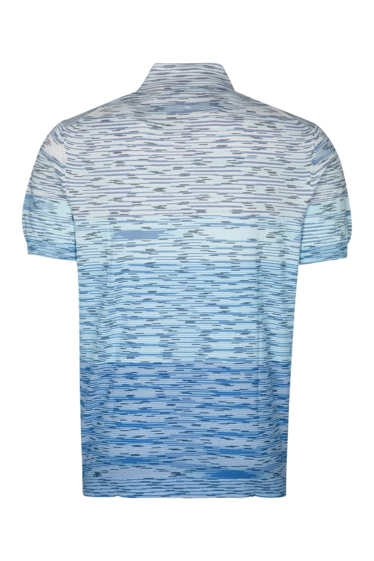 Missoni Gradient Blue Polo Shirt With Classic Collar