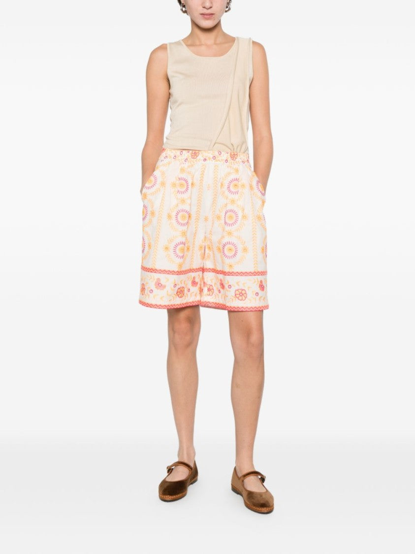 Twinset U&B White Floral Embroidered Shorts