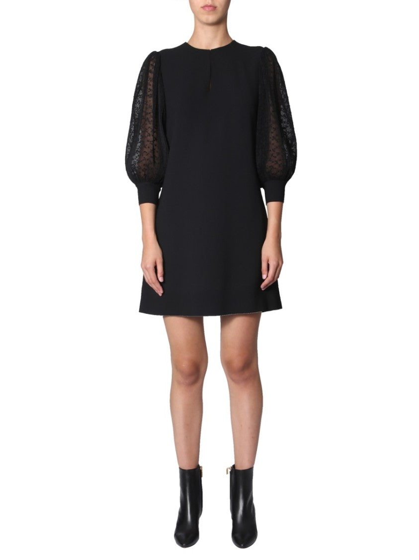 Givenchy Mini Dress With Pleated Sheer Sleeves