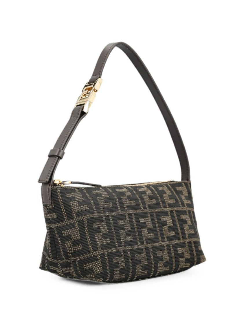 Fendi Geometric Monogram Gold Accent Shoulder Bag