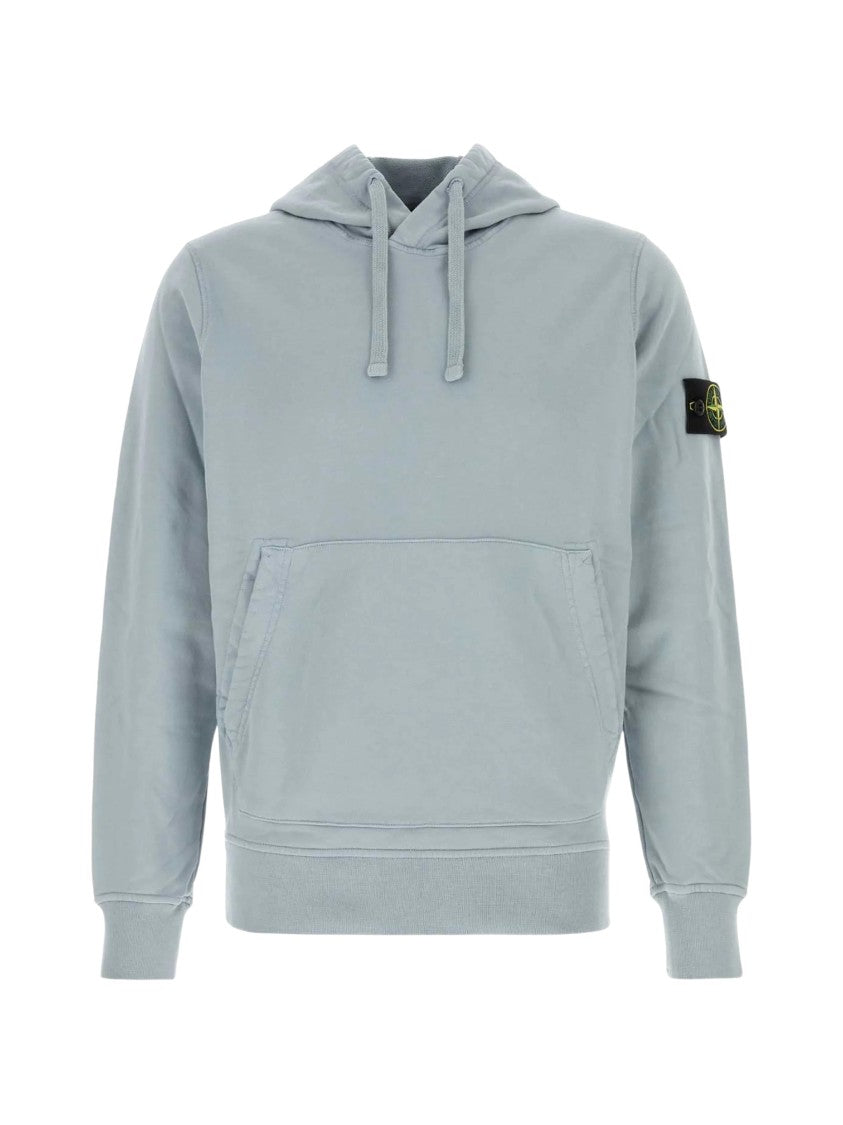 Stone Island Felpa Light Blue Cotton Hoodie