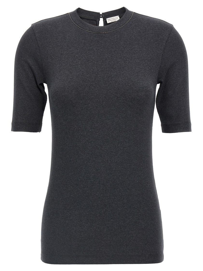 Brunello Cucinelli Micro Ribbed Stretch Cotton T-Shirt