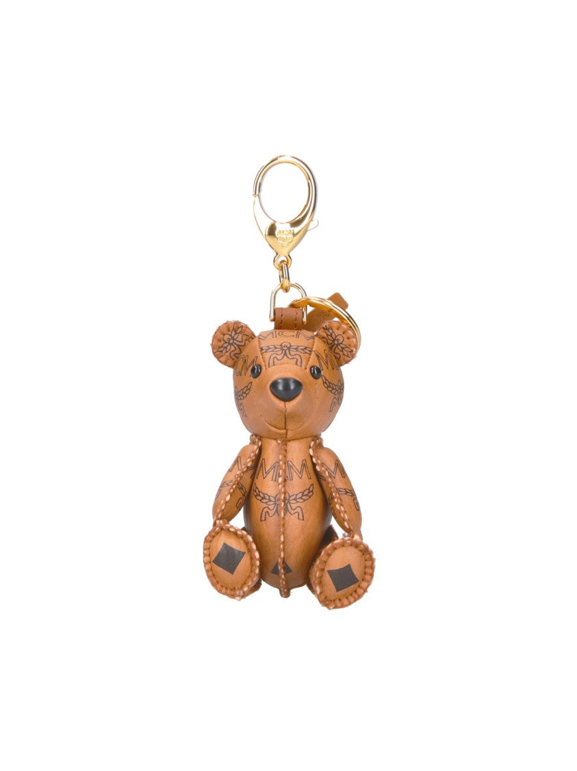 Mcm Brown Park Bear Visetos Faux Leather Charm