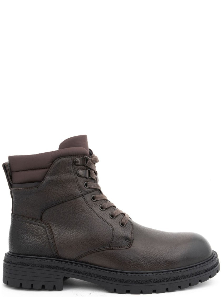La Conte Rugged Leather Ankle Boots With Side Zipper