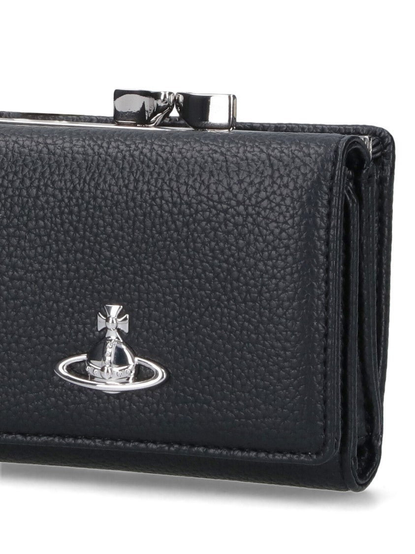 Vivienne Westwood Textured Black Tri-Fold Wallet