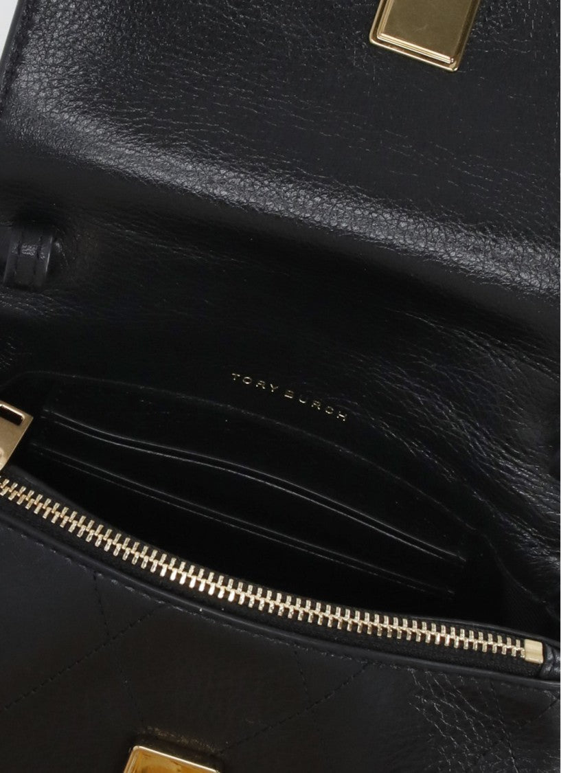 Tory Burch Black Quilted Leather Gold Hardware Mini Shoulder Bag