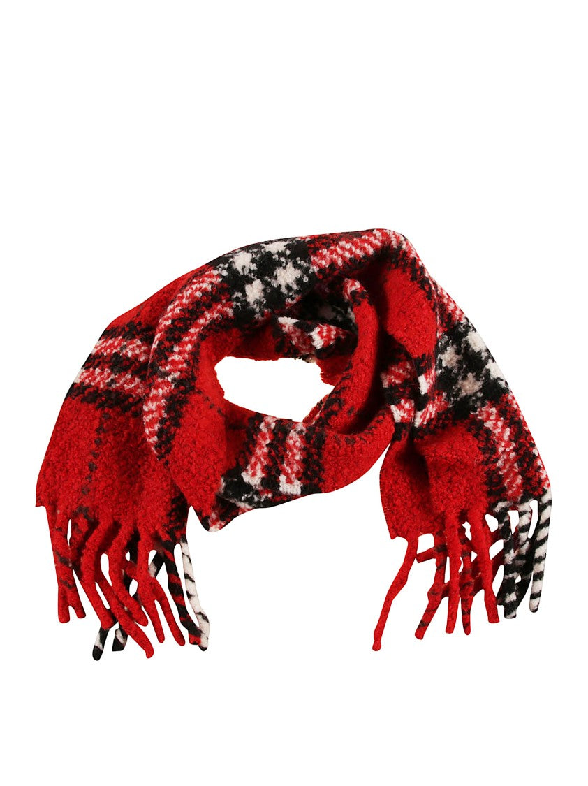 Burberry Red Plaid Alpaca Wool Scarf