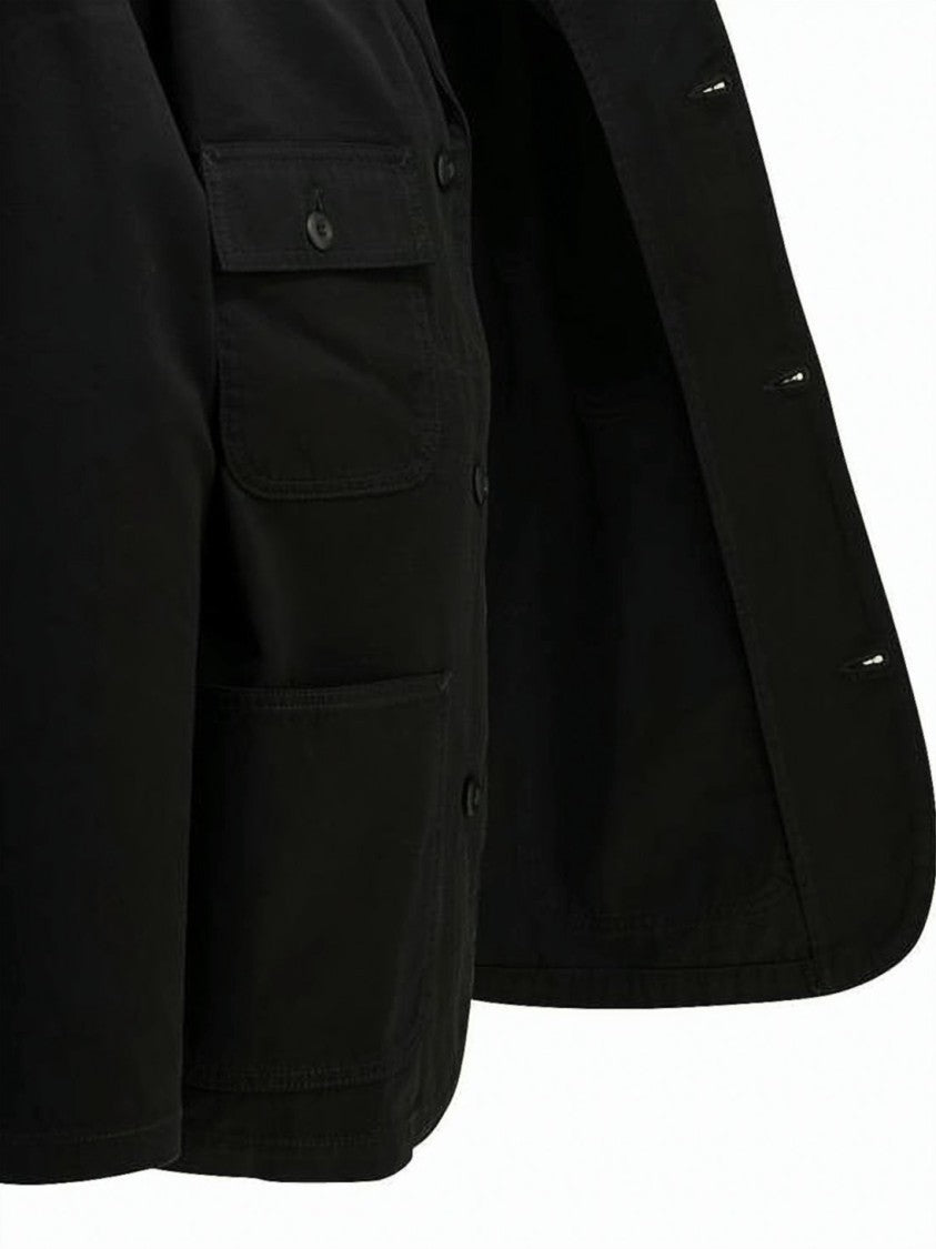 Carhartt Wip Boxy Black Cotton Jacket With Button-Up Front And Four Pockets