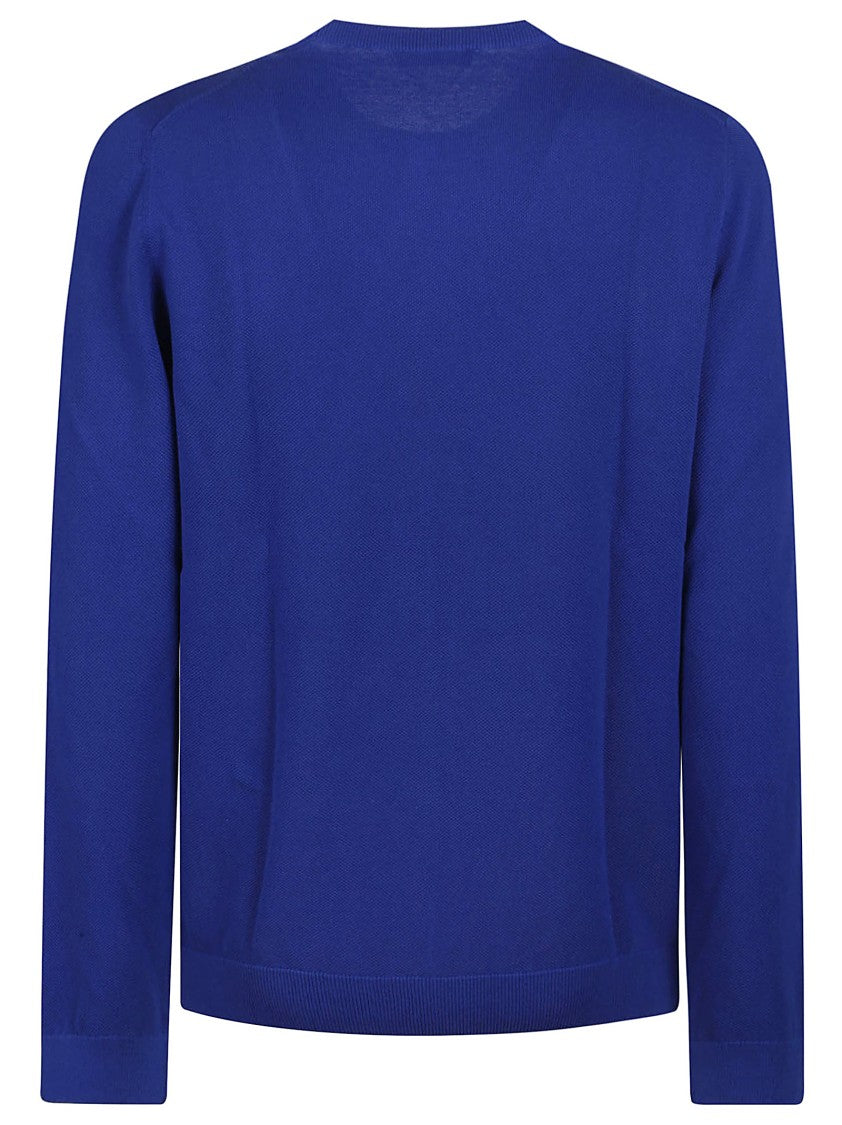 Fay Crew Neck Blue Cotton Sweater