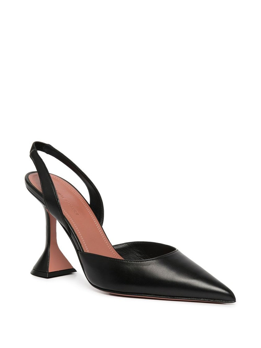 Amina Muaddi Pointed Toe Slingbacks With Hourglass Heel