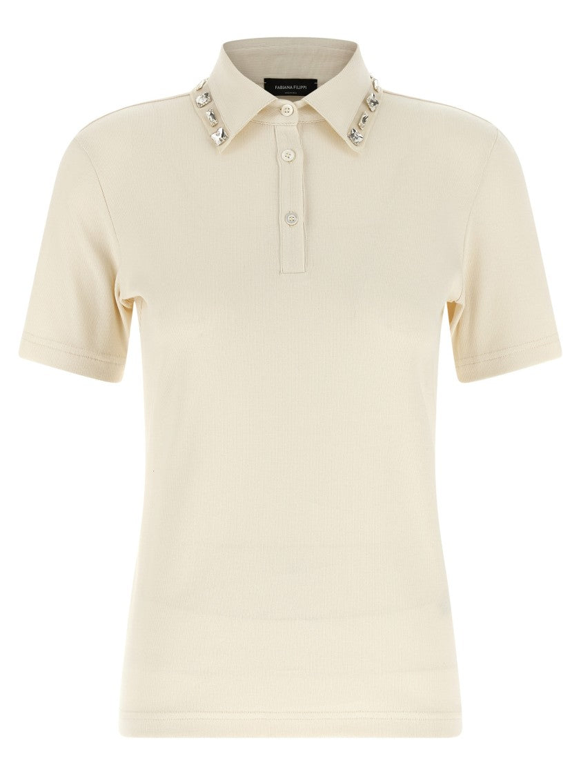 Fabiana Filippi Crystal Collar Polo Shirt