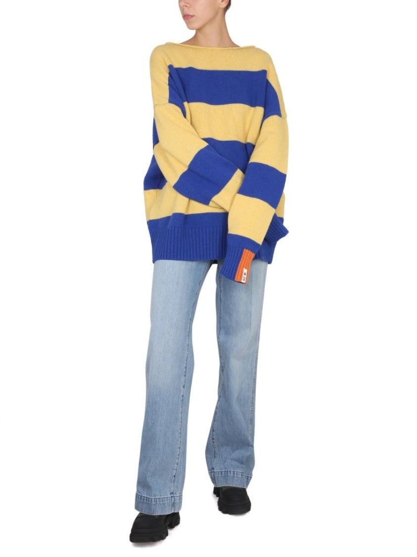 Right For Oversized Knit Sweater With Striking Blue