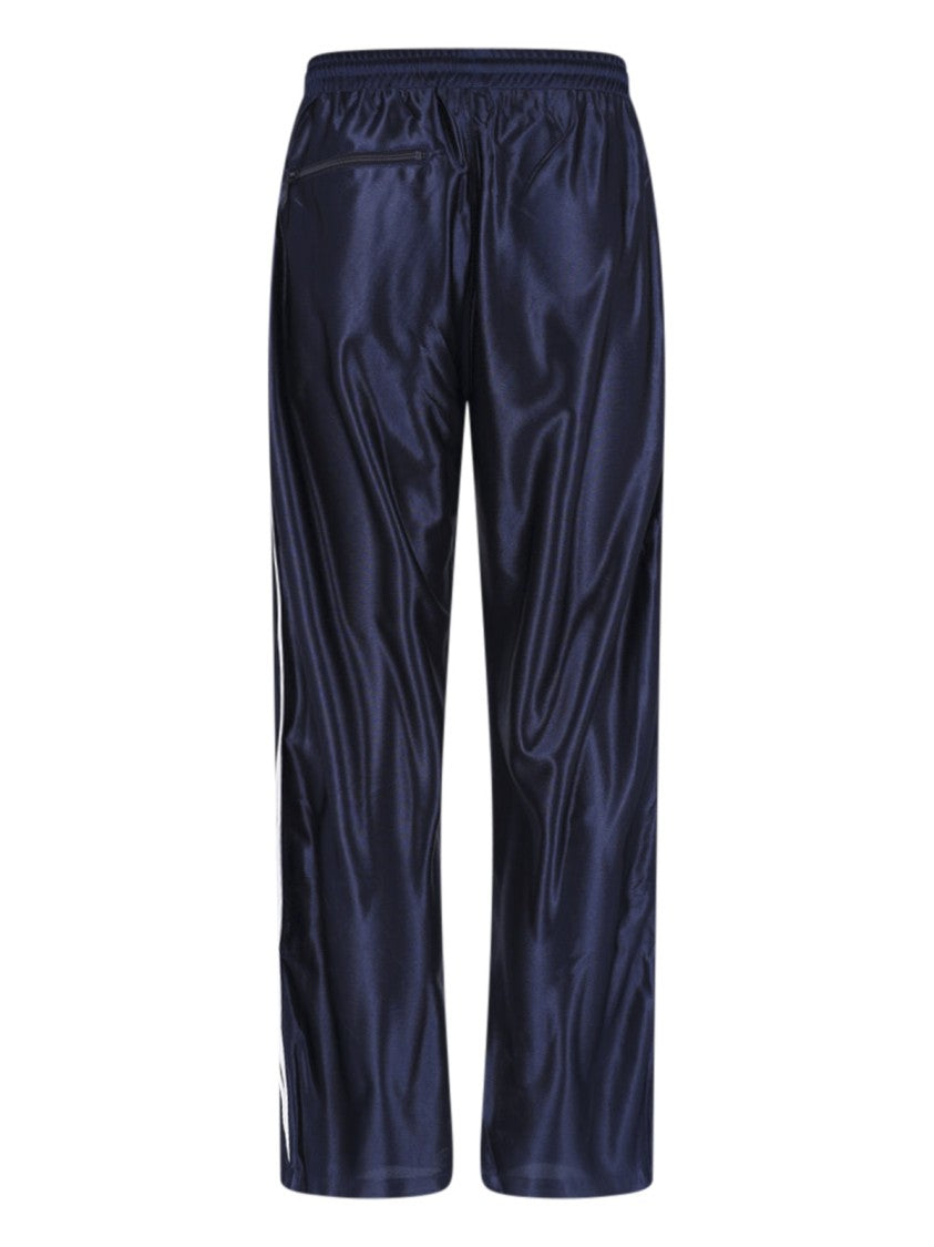 Needles Blue Satin Embroidered Logo Sweatpants
