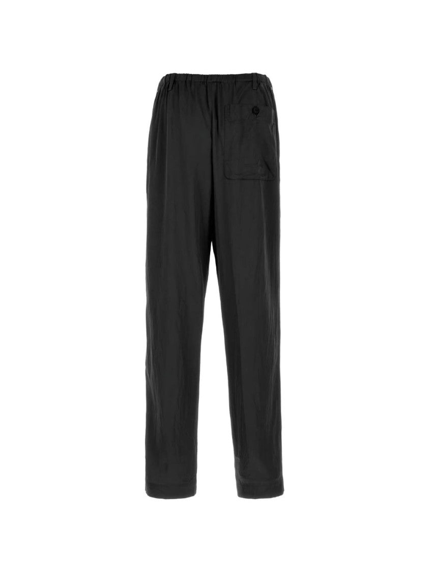 Dries Van Noten Black Drawstring Wide Leg Pocket Trousers