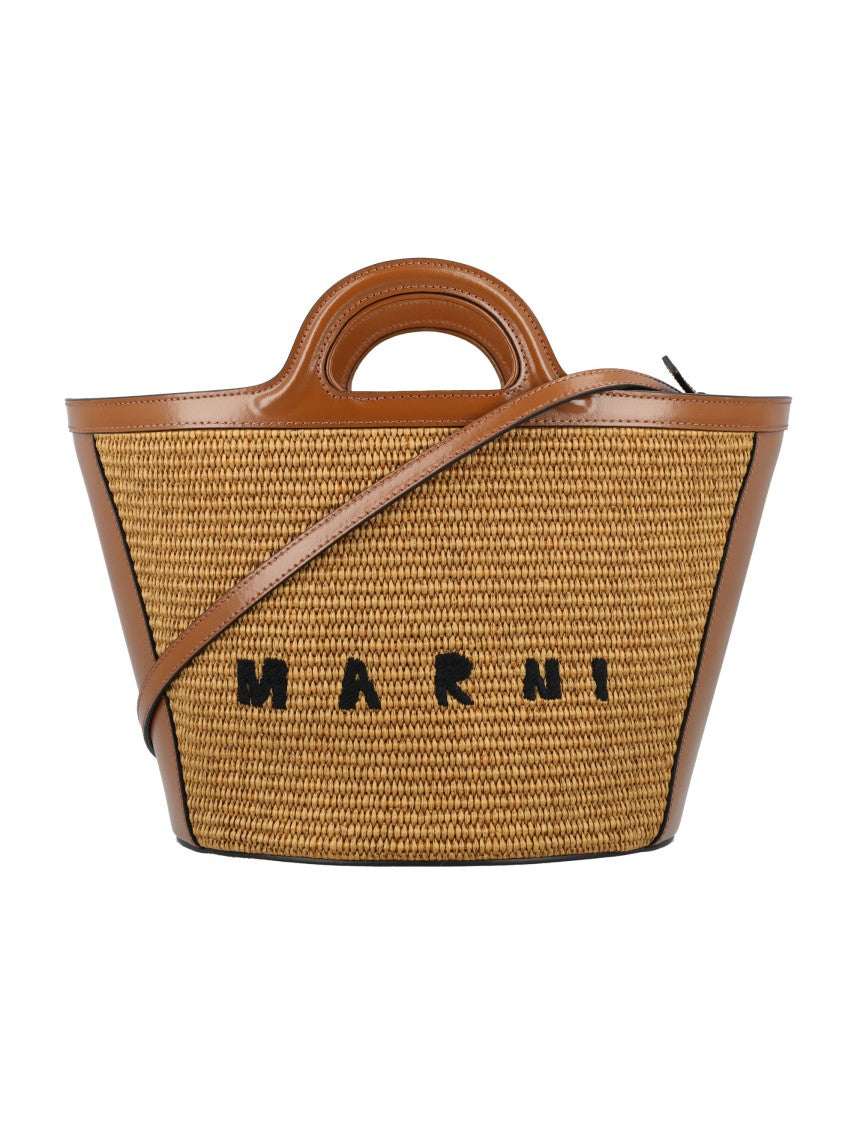 Marni Tropicalia Micro Bag In Leather And Raffia