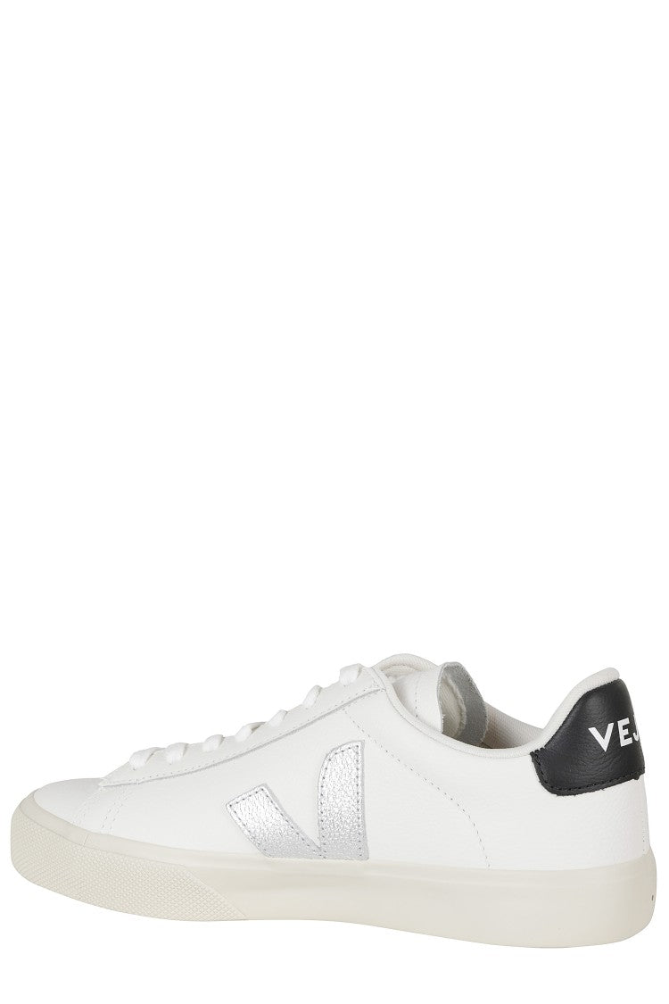 Veja White Campo Contrast Logo Leather Low-Top Sneakers