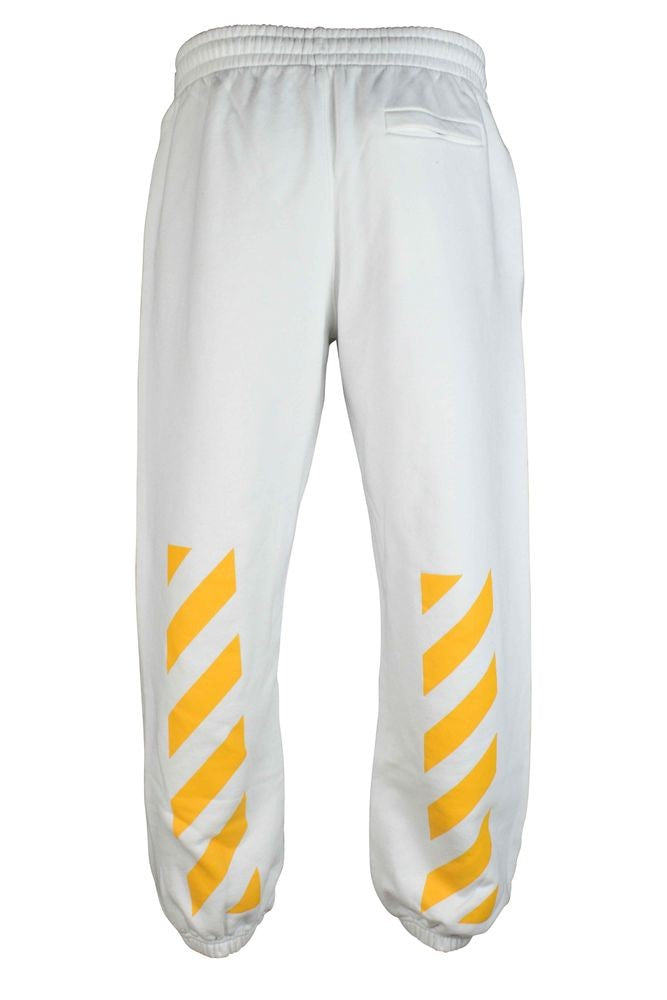 Off-White Straight-Cut Jogging Pants With Diagonal Stripes And Graphic Appeal