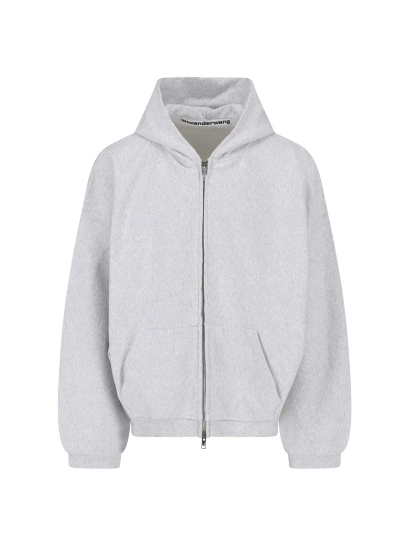 Alexander Wang Light Grey Zip-Up Sweatshirt With Hood