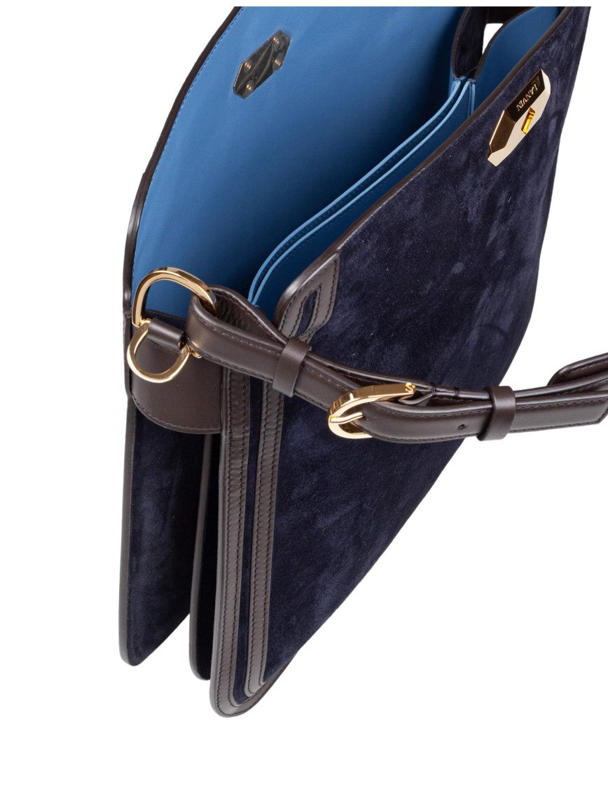Lanvin Compagnon Suede Shoulder Bag, Blue