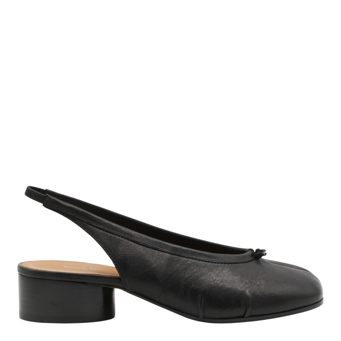 Maison Margiela Split-Toe Black Leather Sandals With Knot Detail