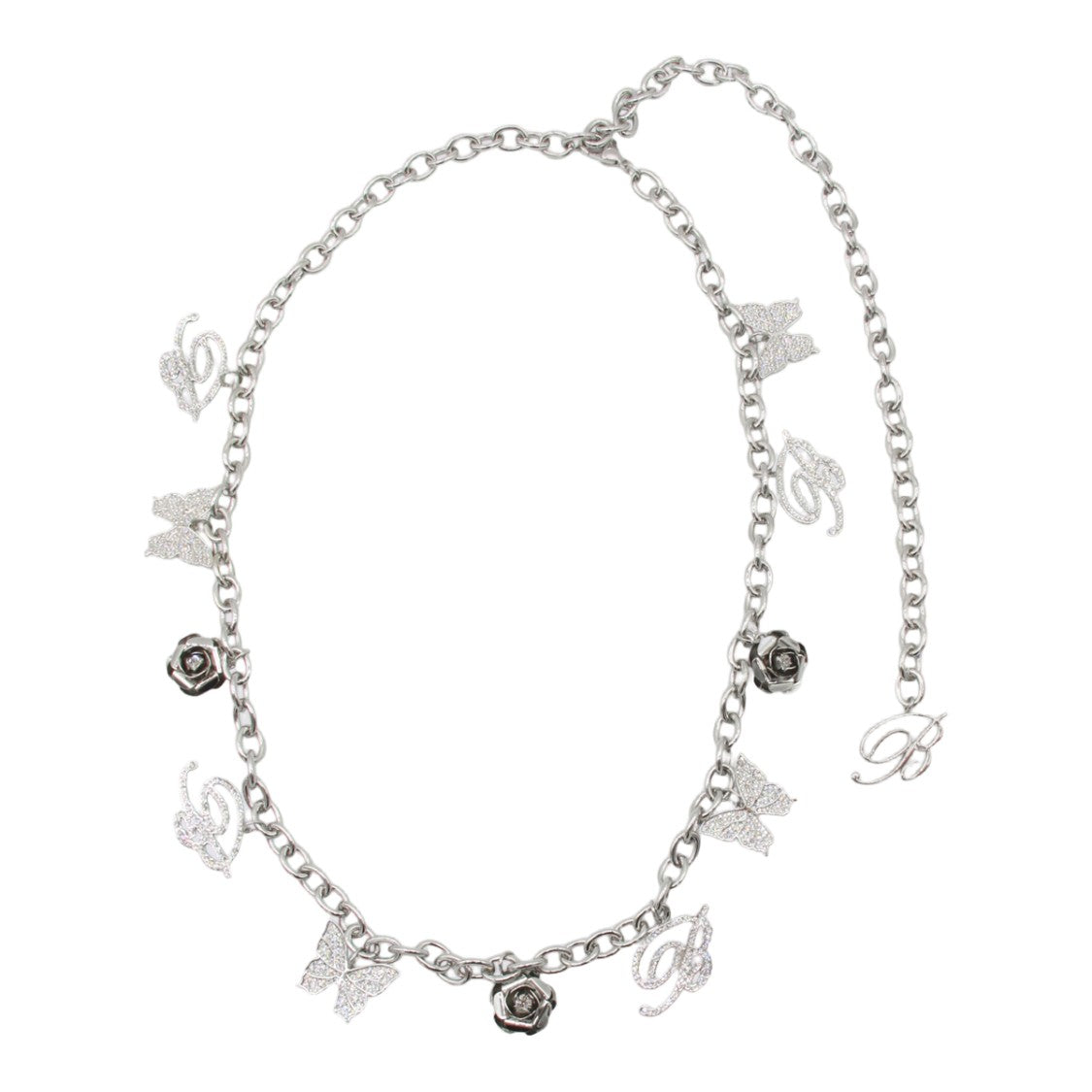 Blumarine Silver-Tone Chain Belt With Crystal-Embellished Charms
