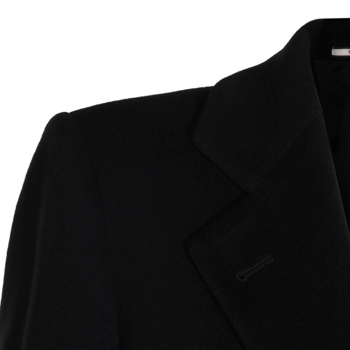 Tagliatore Black Gold Accent Structured Lapel Long Coat