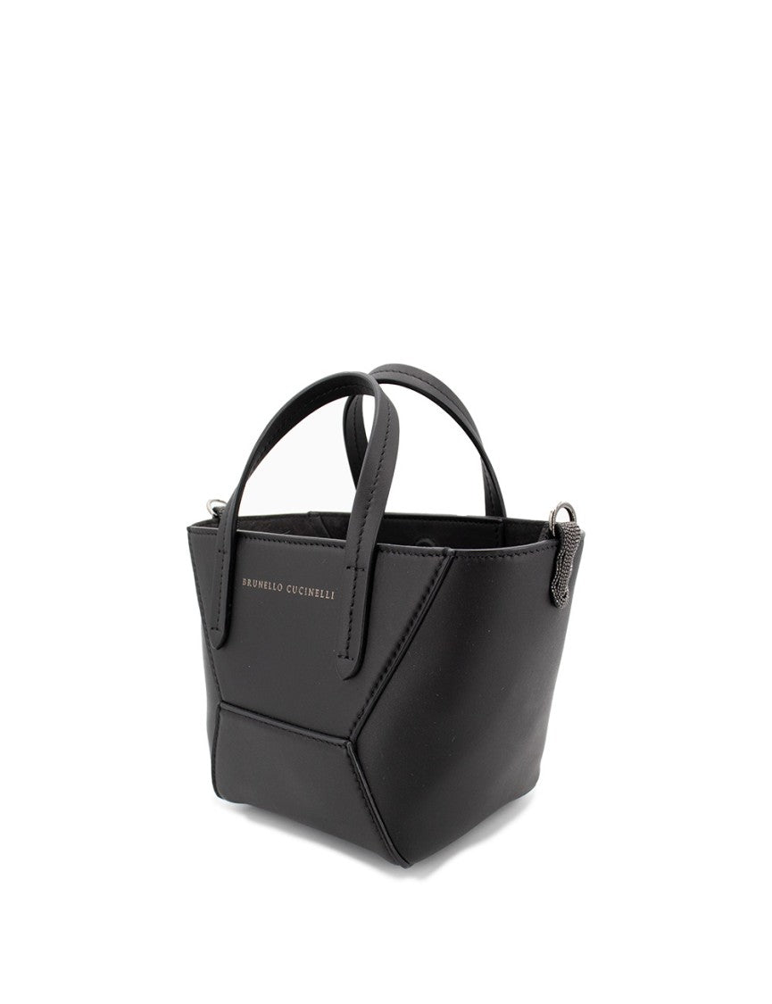 Brunello Cucinelli Hand-Held Leather Bag With Geometric Details