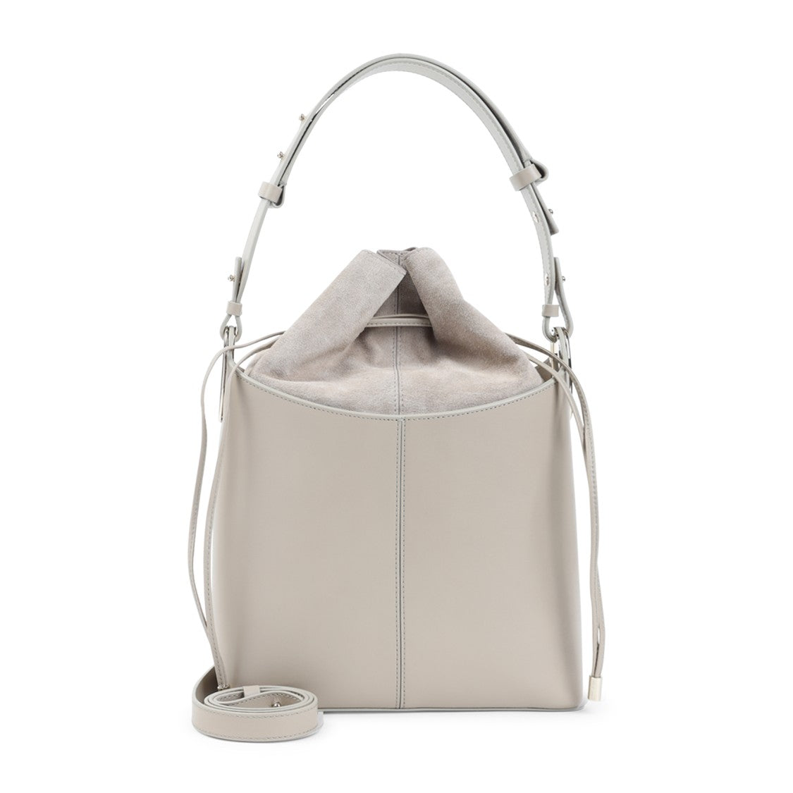 Giorgio Armani Structured Calf Leather Shoulder Bag With Suede Drawstring Closure