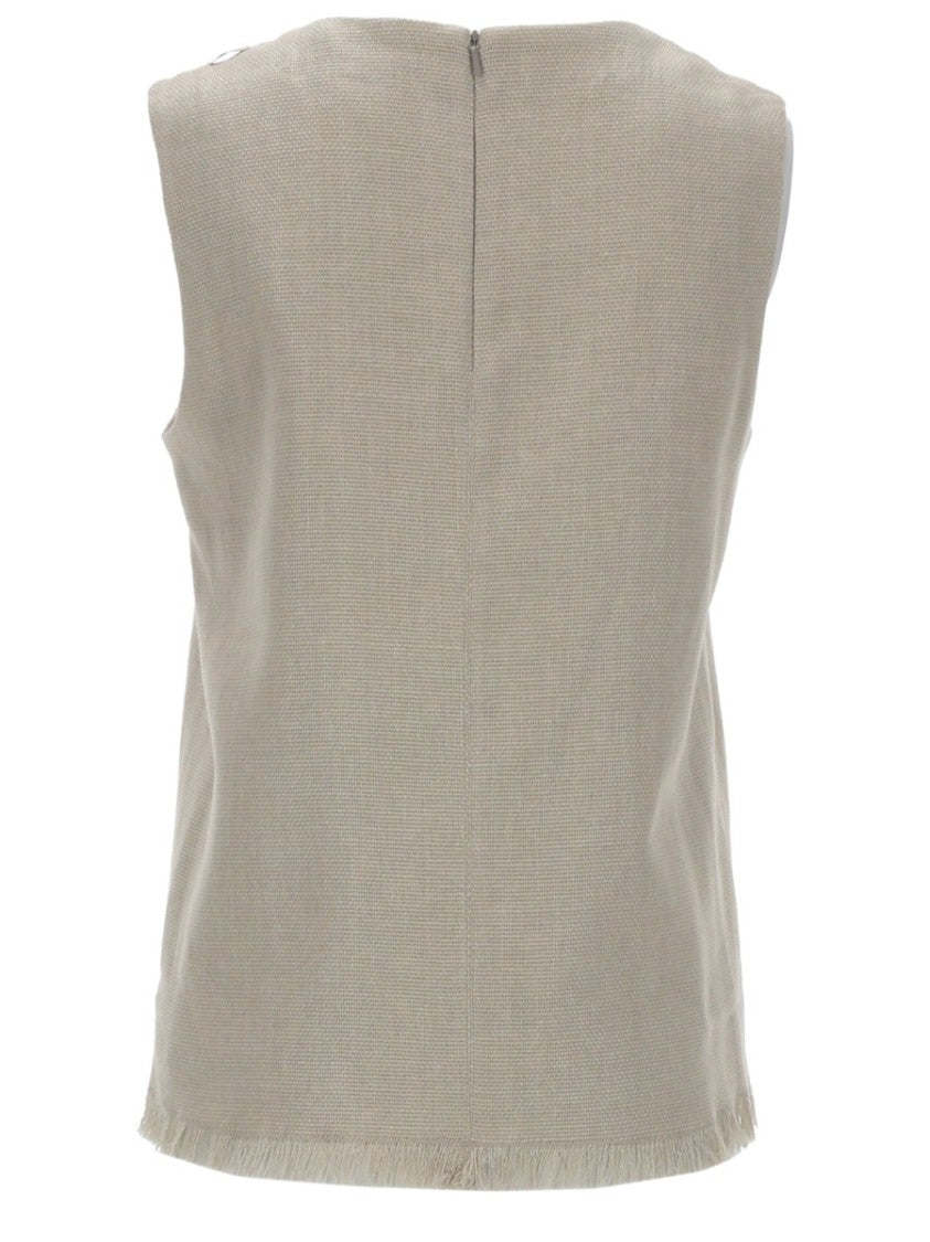 Max Mara Anika Boxy Linen-Blend Sleeveless Top