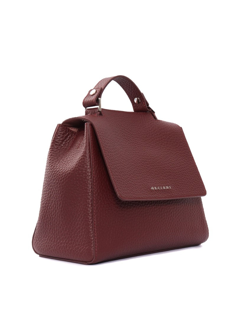 Claudio Orciani Structured Pebbled Leather Handbag With Flap Closure