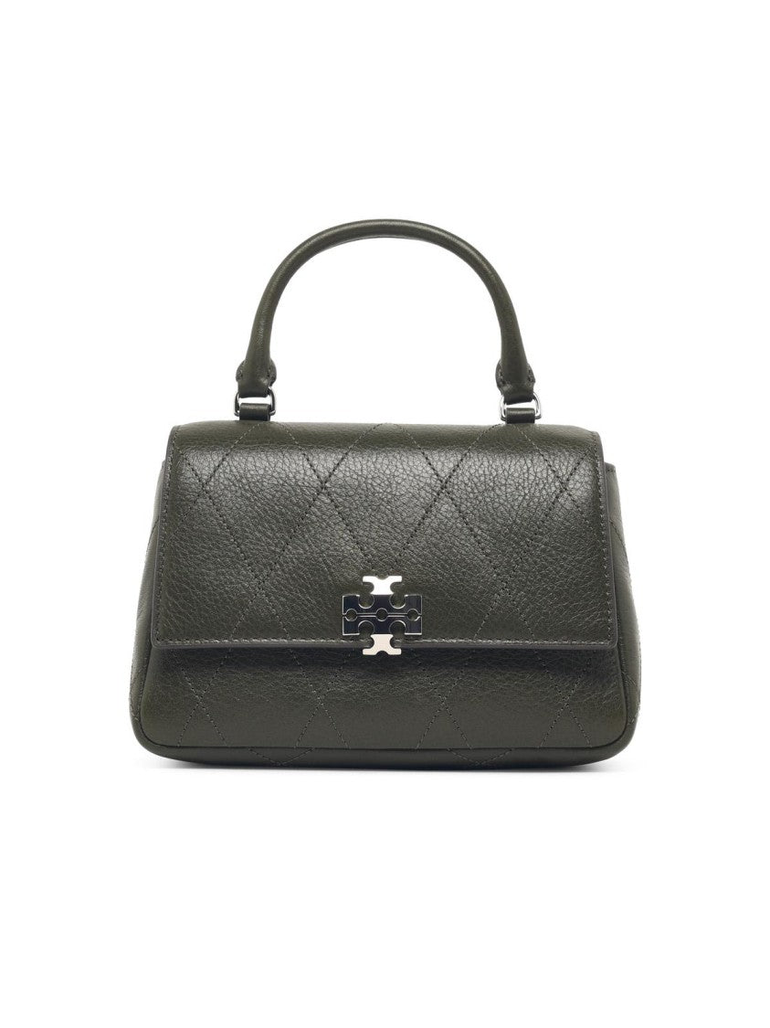 Tory Burch Charlie Top Handle Quilted Leather Bag - Green