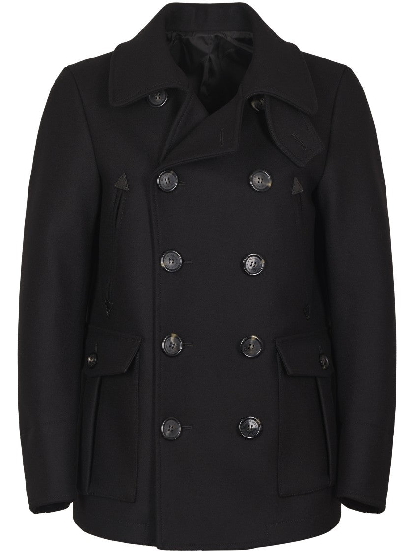 Dsquared2 Classic Double-Breasted Felted Wool Peacoat