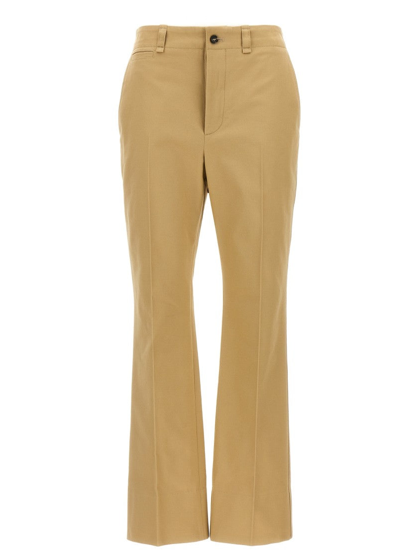 Saint Laurent Tailored Cotton Drill Trousers With Button Closure And Stretched Crease