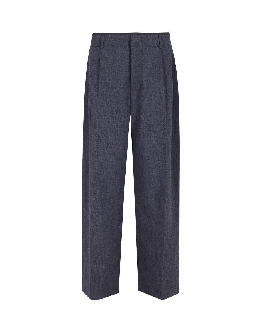 Thestroy Blue Anthem Cotton-Blend Pleated Soft Pants