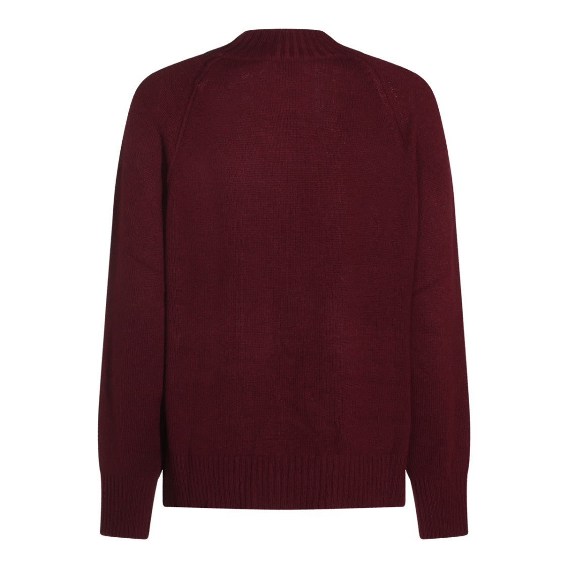 Allude Rich Burgundy Ribbed Hem Knit Sweater