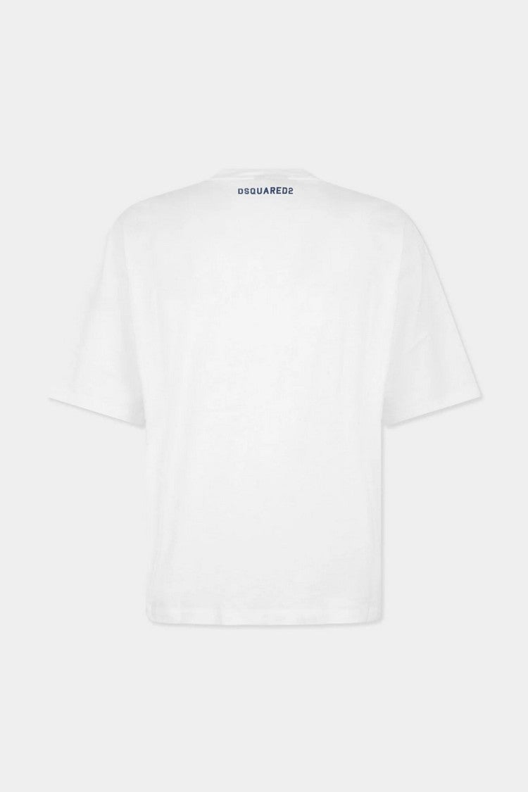 Dsquared2 White Bad2 Boys Club Collegiate Printed Cotton T-Shirt