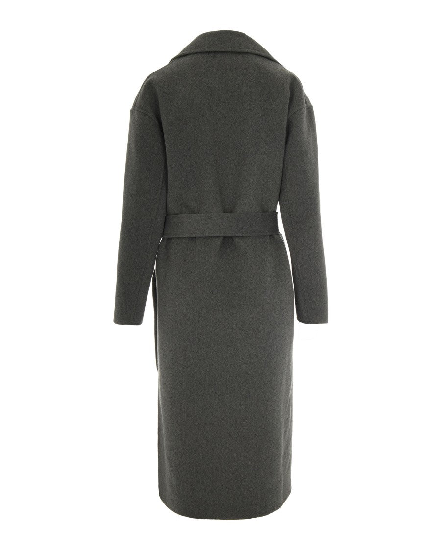 Liu Jo Grey Wool Coat With Belt